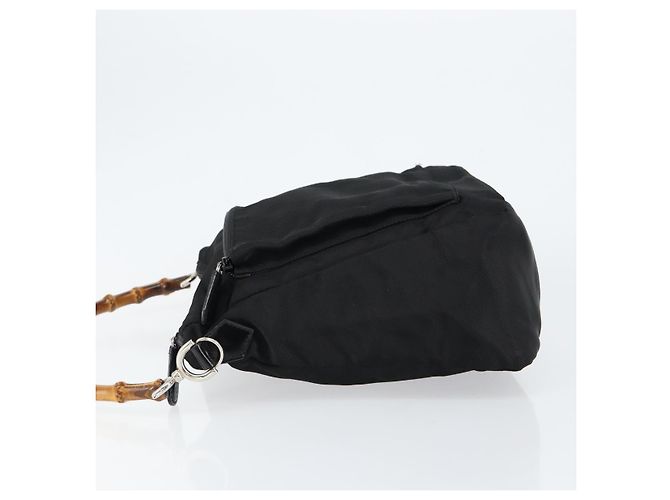 Bamboo Borsa a mano GUCCI in nylon e pelle nera argento 000 2404 0509 Auth ep11486 Nero - Ansicht 5