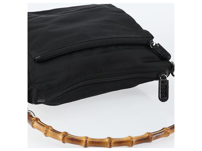 Bamboo Borsa a mano GUCCI in nylon e pelle nera argento 000 2404 0509 Auth ep11486 Nero - Ansicht 6