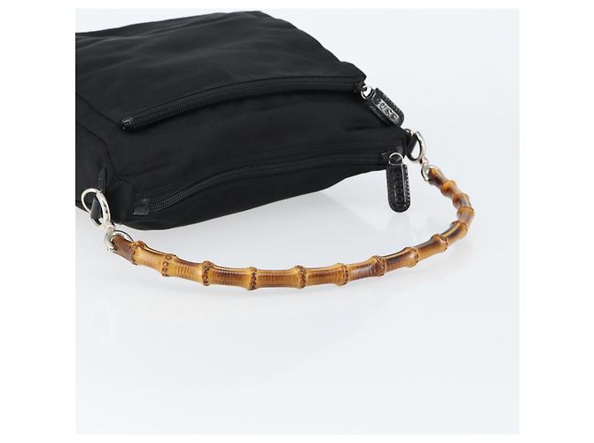 Bamboo Borsa a mano GUCCI in nylon e pelle nera argento 000 2404 0509 Auth ep11486 Nero - Ansicht 7