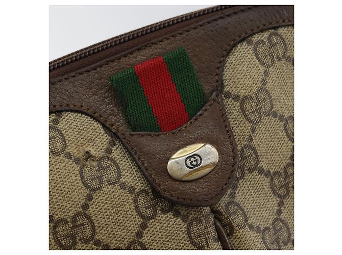Borsa Gucci GG Supreme Web Sherry Line PVC Beige Oro 904 02 047 Auth bs30496 D'oro - vista 14