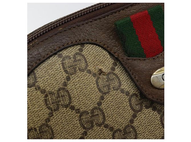 Borsa Gucci GG Supreme Web Sherry Line PVC Beige Oro 904 02 047 Auth bs30496 D'oro - vista 15