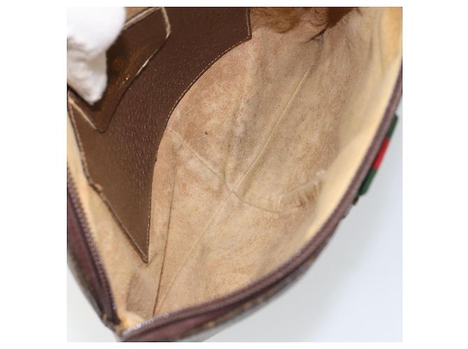 Borsa Gucci GG Supreme Web Sherry Line PVC Beige Oro 904 02 047 Auth bs30496 D'oro - vista 18