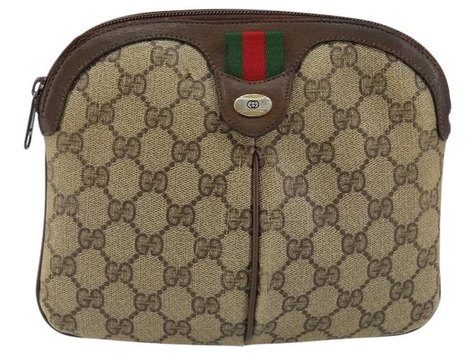 Borsa Gucci GG Supreme Web Sherry Line PVC Beige Oro 904 02 047 Auth bs30496 D'oro - vista 2