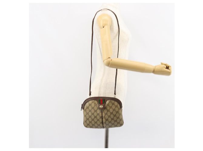 Borsa Gucci GG Supreme Web Sherry Line PVC Beige Oro 904 02 047 Auth bs30496 D'oro - vista 23