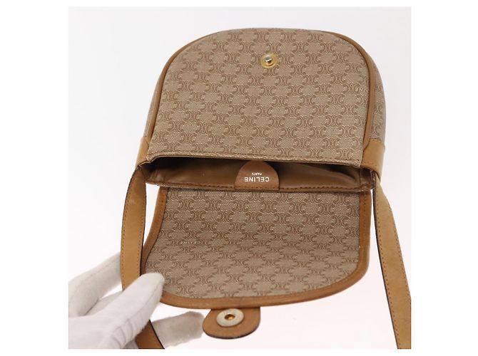 Céline Borsa a Spalla in Tela Macadam CELINE PVC Beige Oro Auth 148186 D'oro - vista 10