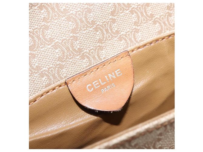 Céline Borsa a Spalla in Tela Macadam CELINE PVC Beige Oro Auth 148186 D'oro - vista 18