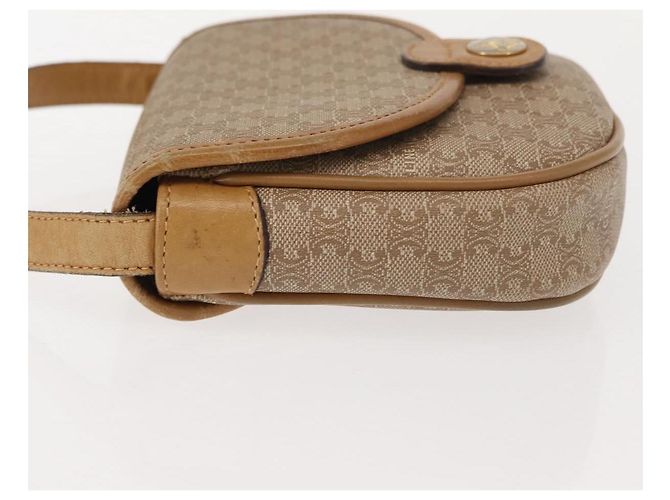 Céline Borsa a Spalla in Tela Macadam CELINE PVC Beige Oro Auth 148186 D'oro - vista 4