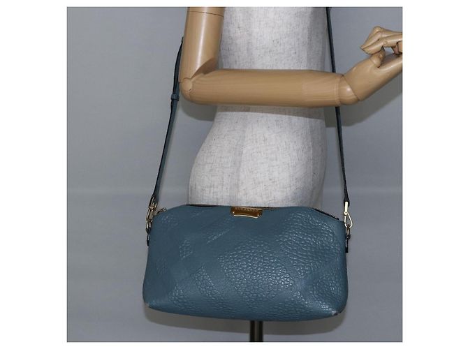 Borsa a Spalla in Pelle Blu Auth BA6891 di BURBERRY - vista 23
