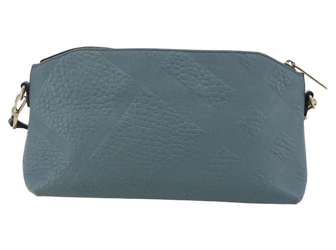 Borsa a Spalla in Pelle Blu Auth BA6891 di BURBERRY - vista 3