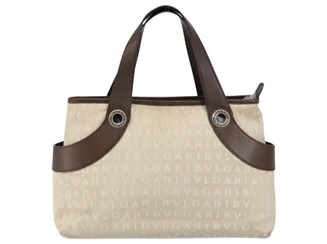 Bulgari BVLGARI Logo Mania Handtasche aus Canvas Beige Silber Authentisch BA6603 - Ansicht 13