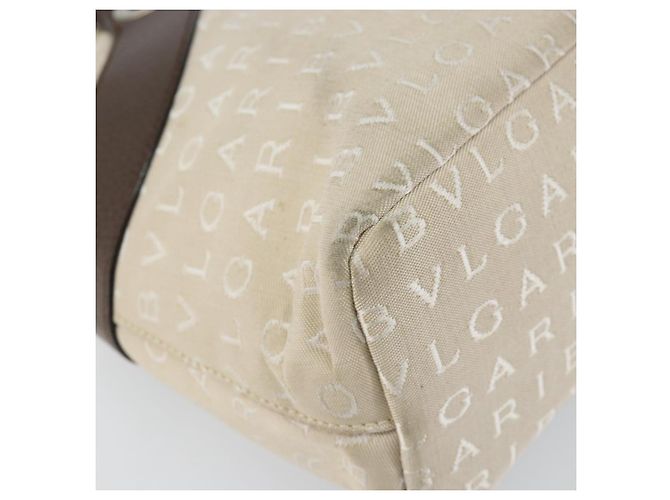 Bulgari BVLGARI Logo Mania Handtasche aus Canvas Beige Silber Authentisch BA6603 - Ansicht 14