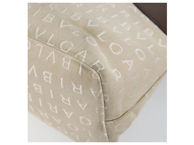 Bulgari BVLGARI Logo Mania Handtasche aus Canvas Beige Silber Authentisch BA6603 - Ansicht 15