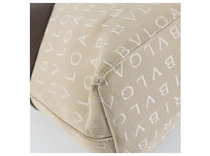 Bulgari BVLGARI Logo Mania Handtasche aus Canvas Beige Silber Authentisch BA6603 - Ansicht 16