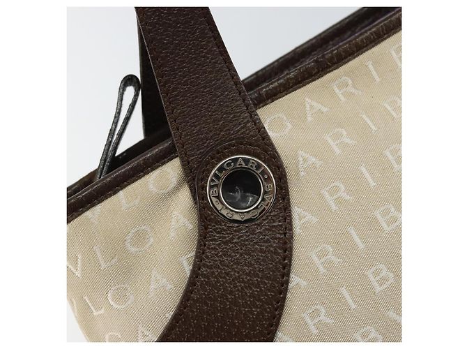 Bulgari BVLGARI Logo Mania Handtasche aus Canvas Beige Silber Authentisch BA6603 - Ansicht 17