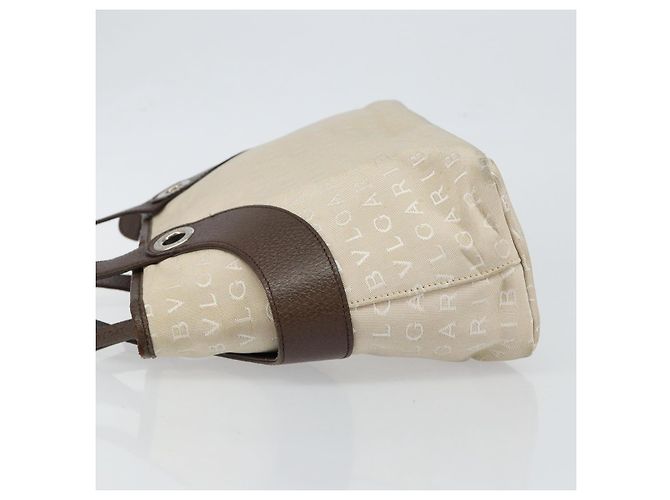 Bulgari BVLGARI Logo Mania Handtasche aus Canvas Beige Silber Authentisch BA6603 - Ansicht 4