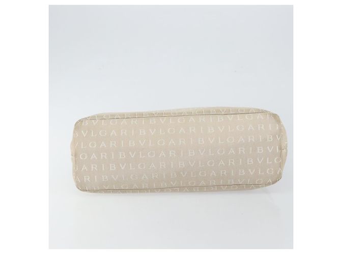 Bulgari BVLGARI Logo Mania Handtasche aus Canvas Beige Silber Authentisch BA6603 - Ansicht 5