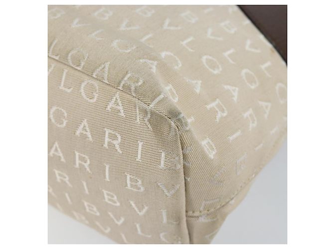 Bulgari BVLGARI Logo Mania Handtasche aus Canvas Beige Silber Authentisch BA6603 - Ansicht 9