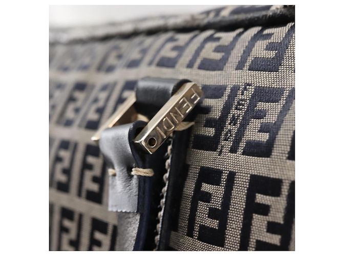 FENDI Zucchino Canvas Tote Bag Navy Gold Auth ep11139 Golden Navy blue - view 10