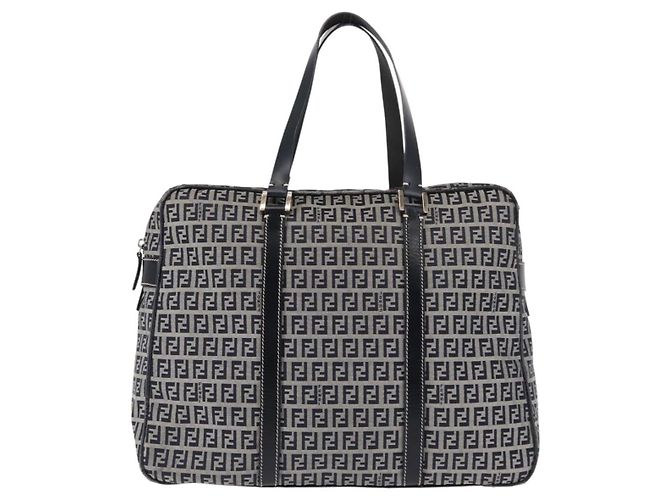 FENDI Zucchino Canvas Tote Bag Navy Gold Auth ep11139 Golden Navy blue - view 13