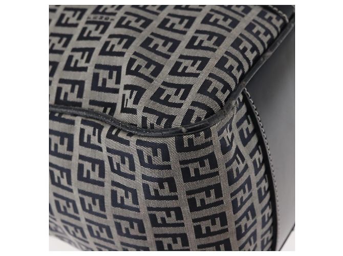 FENDI Zucchino Canvas Tote Bag Navy Gold Auth ep11139 Golden Navy blue - view 14