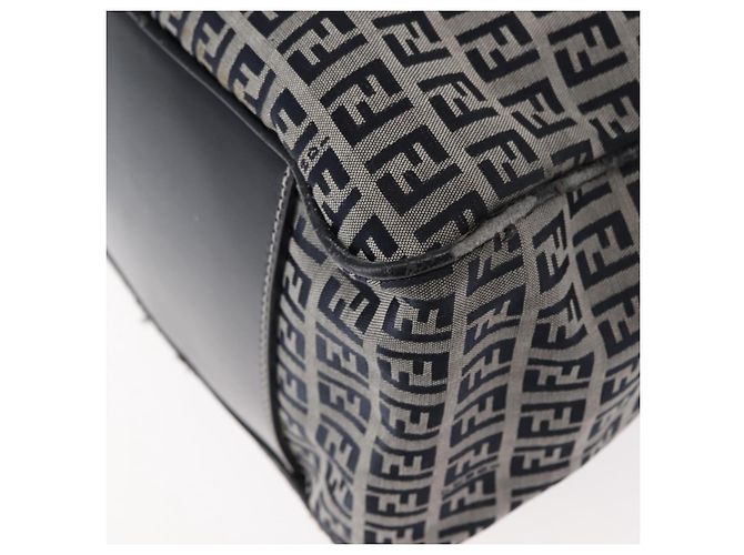 FENDI Zucchino Canvas Tote Bag Navy Gold Auth ep11139 Golden Navy blue - view 15
