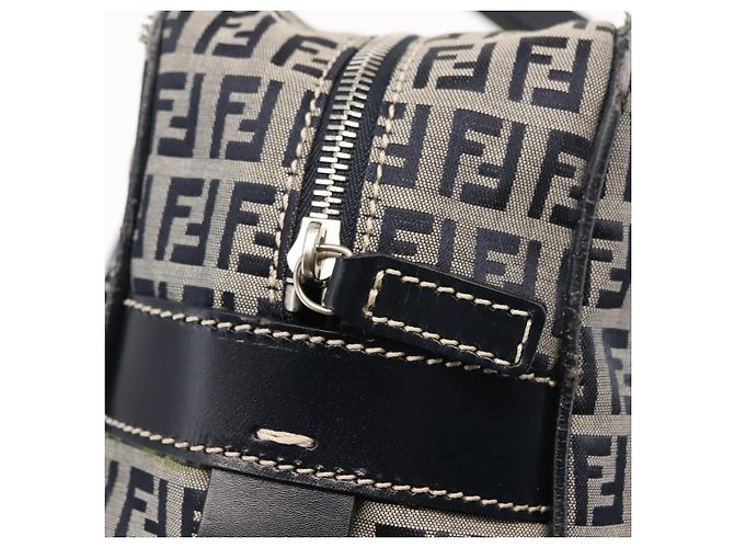 FENDI Zucchino Canvas Tote Bag Navy Gold Auth ep11139 Golden Navy blue - view 17