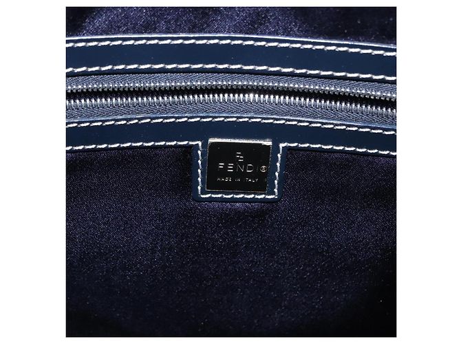 FENDI Zucchino Canvas Tote Bag Navy Gold Auth ep11139 Golden Navy blue - view 18