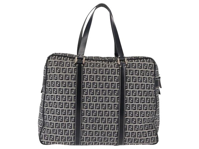 FENDI Zucchino Canvas Tote Bag Navy Gold Auth ep11139 Golden Navy blue - view 2
