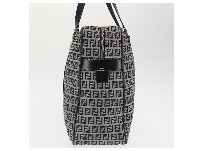 FENDI Zucchino Canvas Tote Bag Navy Gold Auth ep11139 Golden Navy blue - view 3