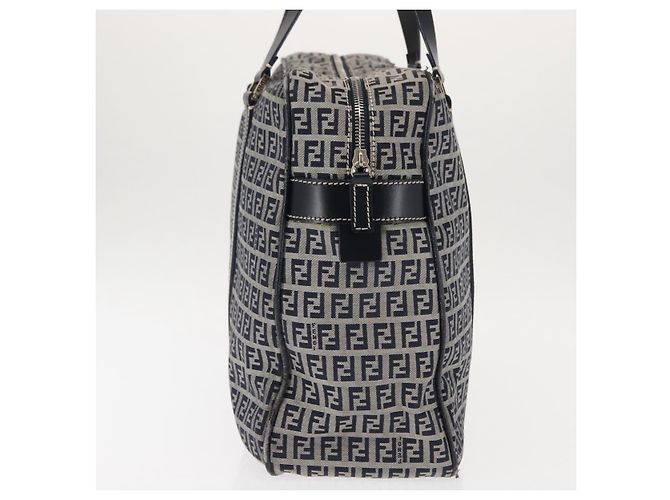 FENDI Zucchino Canvas Tote Bag Navy Gold Auth ep11139 Golden Navy blue - view 4