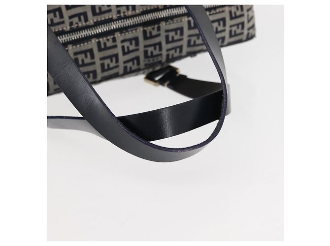 FENDI Zucchino Canvas Tote Bag Navy Gold Auth ep11139 Golden Navy blue - view 7