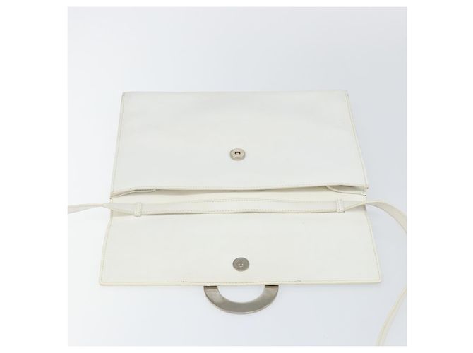 Céline Borsa a Spalla in Pelle Bianca Argento Auth 142865 Bianco - vista 10