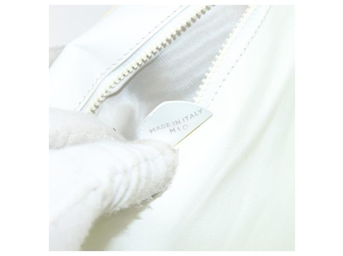 Céline Borsa a Spalla in Pelle Bianca Argento Auth 142865 Bianco - vista 12