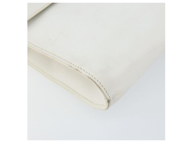 Céline Borsa a Spalla in Pelle Bianca Argento Auth 142865 Bianco - vista 14