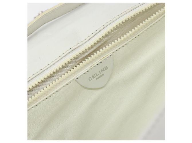 Céline Borsa a Spalla in Pelle Bianca Argento Auth 142865 Bianco - vista 18