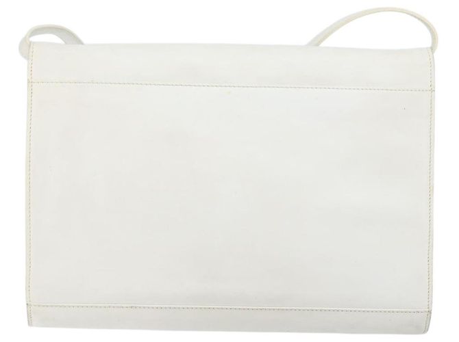 Céline Borsa a Spalla in Pelle Bianca Argento Auth 142865 Bianco - vista 2