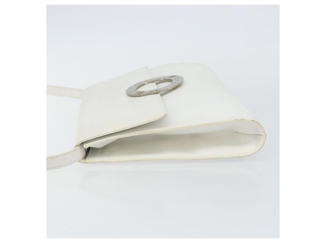Céline Borsa a Spalla in Pelle Bianca Argento Auth 142865 Bianco - vista 4