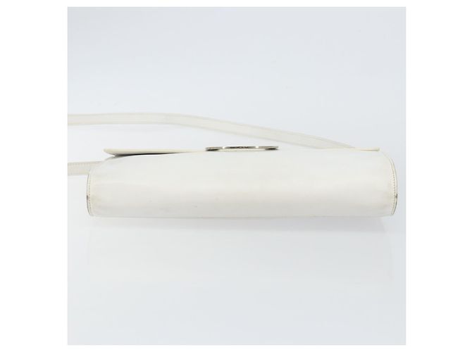 Céline Borsa a Spalla in Pelle Bianca Argento Auth 142865 Bianco - vista 5
