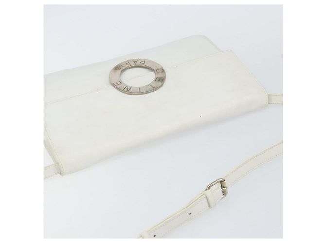 Céline Borsa a Spalla in Pelle Bianca Argento Auth 142865 Bianco - vista 6
