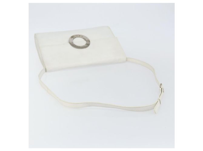 Céline Borsa a Spalla in Pelle Bianca Argento Auth 142865 Bianco - vista 7