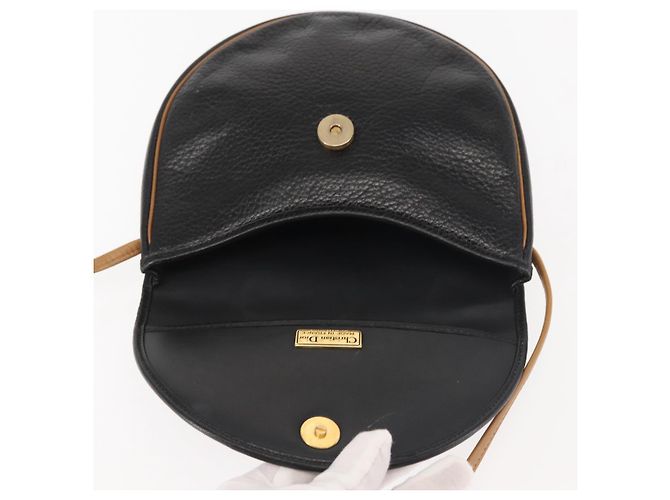 Christian Dior Schultertasche aus Leder Schwarz Gold Auth BA6146 Golden - Ansicht 10