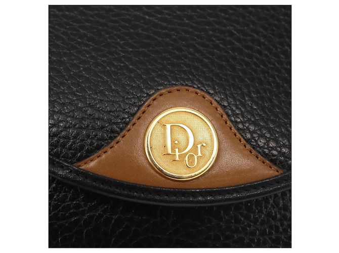 Christian Dior Schultertasche aus Leder Schwarz Gold Auth BA6146 Golden - Ansicht 17