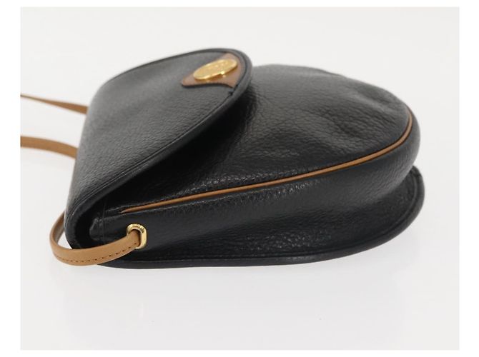 Christian Dior Schultertasche aus Leder Schwarz Gold Auth BA6146 Golden - Ansicht 4