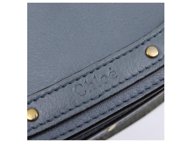 Chloé Borsa a mano Chloe Nile in pelle 2 in 1 blu chiaro oro Auth 142867 D'oro - vista 18