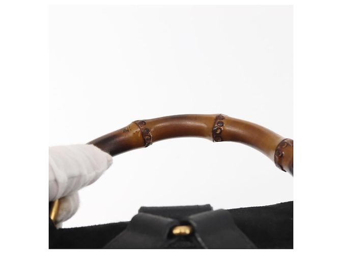Bamboo Zaino in Bambù GUCCI Camoscio Nero Oro 003 2058 016 Auth BA5937 D'oro - vista 14