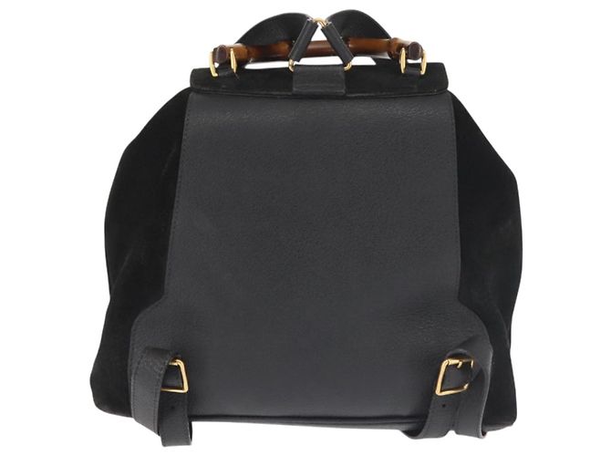 Bamboo Zaino in Bambù GUCCI Camoscio Nero Oro 003 2058 016 Auth BA5937 D'oro - vista 2