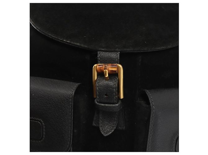 Bamboo Zaino in Bambù GUCCI Camoscio Nero Oro 003 2058 016 Auth BA5937 D'oro - vista 21