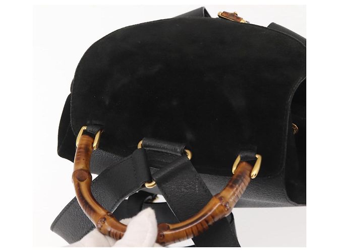 Bamboo Zaino in Bambù GUCCI Camoscio Nero Oro 003 2058 016 Auth BA5937 D'oro - vista 6