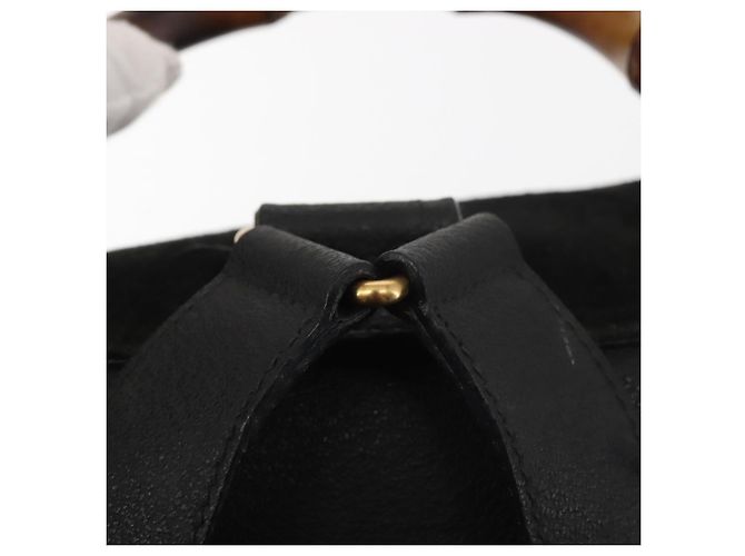 Bamboo Zaino in Bambù GUCCI Camoscio Nero Oro 003 2058 016 Auth BA5937 D'oro - vista 8
