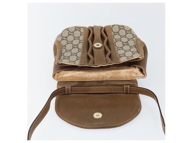 Borsa a Spalla GUCCI GG Plus Supreme in Pelle PVC Beige Oro Auth th6331 D'oro - vista 10